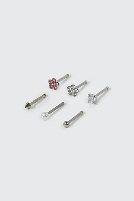 Ardene 6-Pack Daisy Nose Studs in Silver