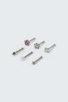 Ardene 6-Pack Daisy Nose Studs in Silver