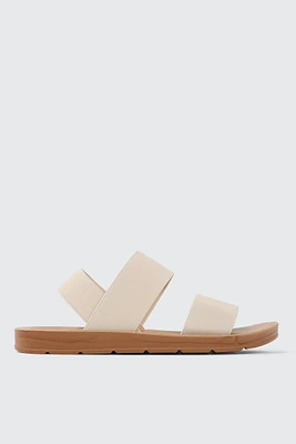 Ardene Elastic Strap Flat Sandals in Beige | Size