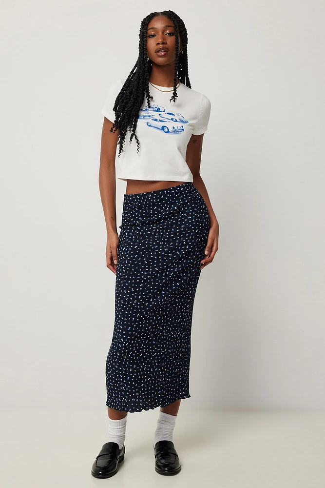 Ardene Textured Knit Maxi Skirt in Dark Blue | Size Large | Polyester/Spandex
