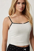 Ardene Heart Motif Pointelle Tank Top in | Size | Polyester/Spandex/Cotton | Eco-Conscious