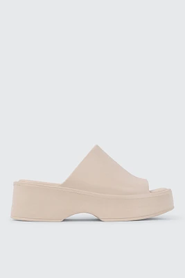 Ardene Square Toe Platform Slides in Beige | Size | Eco-Conscious