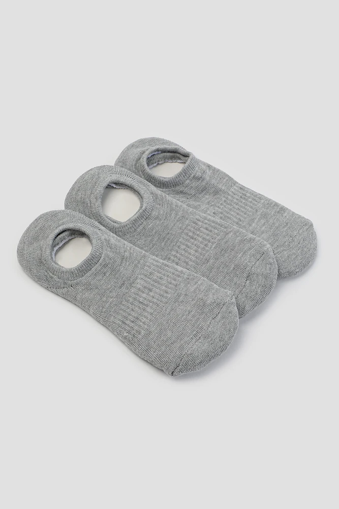Ardene 3-Pack Terry Cloth Liners Socks in Grey | Polyester/Spandex