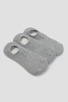 Ardene 3-Pack Terry Cloth Liners Socks in Grey | Polyester/Spandex
