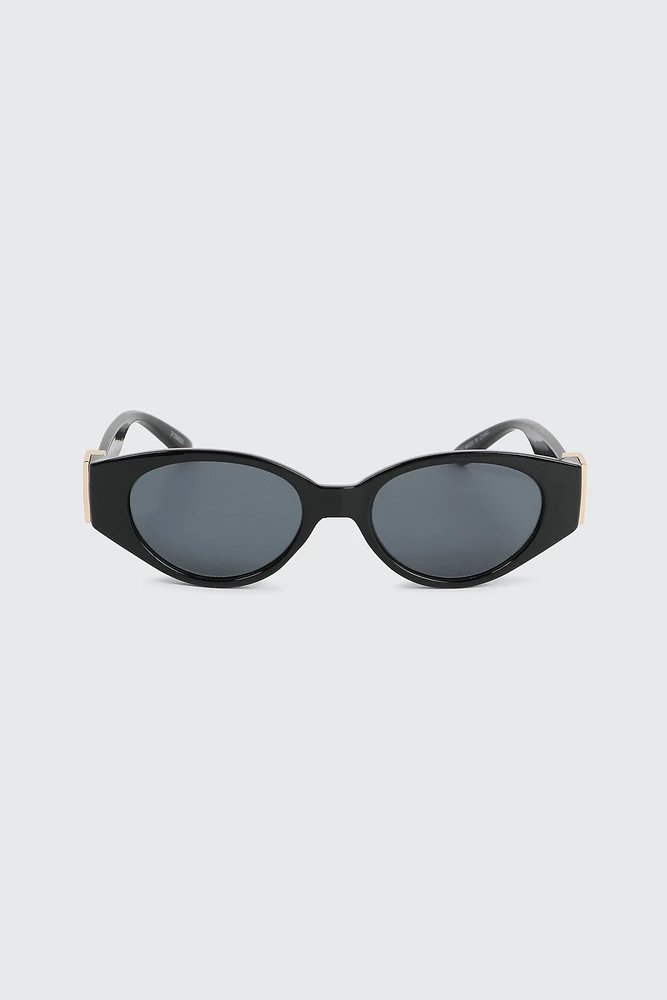 Ardene Slim Oval Sunglasses in Black