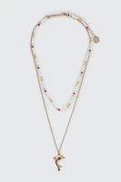 Ardene Two-Row Dolphin Necklace in Gold