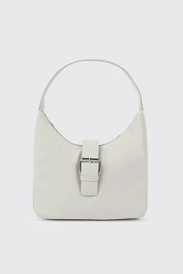Ardene Shoulder Bag with Buckle in White | 100% Recycled Polyester | Eco-Conscious