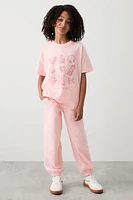 Ardene Kids Solid Sweatpants in Light Pink | Size | Polyester/Cotton | Fleece-Lined
