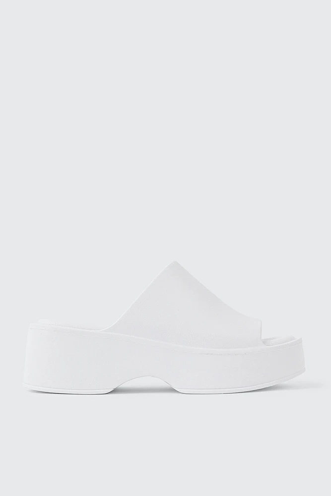 Ardene Square Toe Platform Slides in White | Size | Eco-Conscious