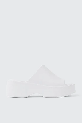 Ardene Square Toe Platform Slides in White | Size | Eco-Conscious