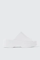 Ardene Square Toe Platform Slides in White | Size | Eco-Conscious