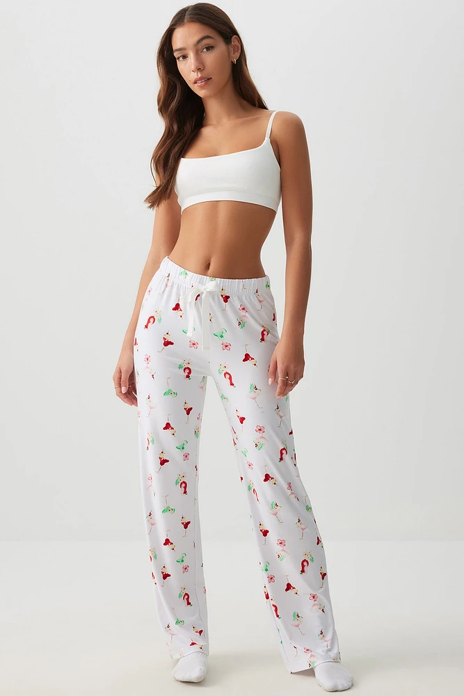 Ardene Super Soft Flare PJ Pants in White | Size | Polyester/Elastane | Eco-Conscious