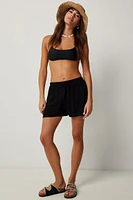 Ardene Crinkle Flowy Shorts in Black | Size Small | Polyester/Rayon