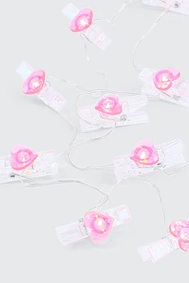 Ardene Heart Pins LED String Lights in Light Pink