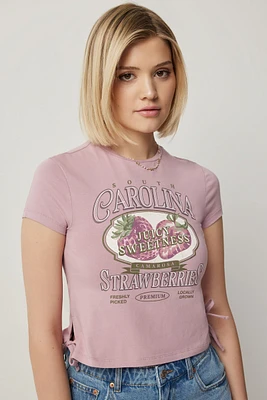 Ardene Side Bow Crop T-Shirt in Medium Pink | Size | Spandex/Cotton