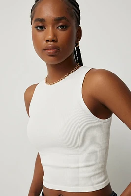Ardene Basic High Neck Seamless Crop Tank in | Size Small | Nylon/Elastane
