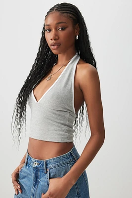 Ardene Contrast Trim Halter Tank Top in | Size | Cotton/Elastane