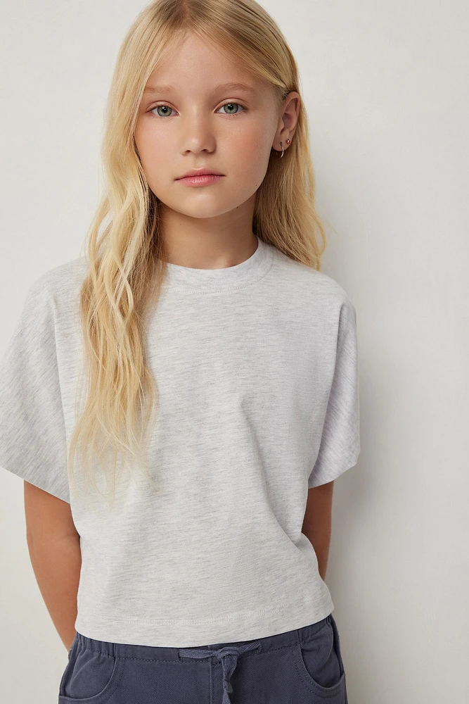 Ardene Kids Dolman T-Shirt in Light Grey | Size Small | 100% Cotton