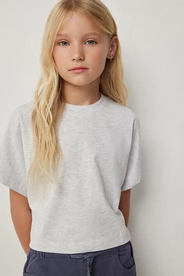 Ardene Kids Dolman T-Shirt in Light Grey | Size Small | 100% Cotton