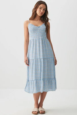 Ardene Midi Tiered Chiffon Dress in Light Blue | Size | Polyester