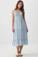 Ardene Midi Tiered Chiffon Dress in Light Blue | Size | Polyester