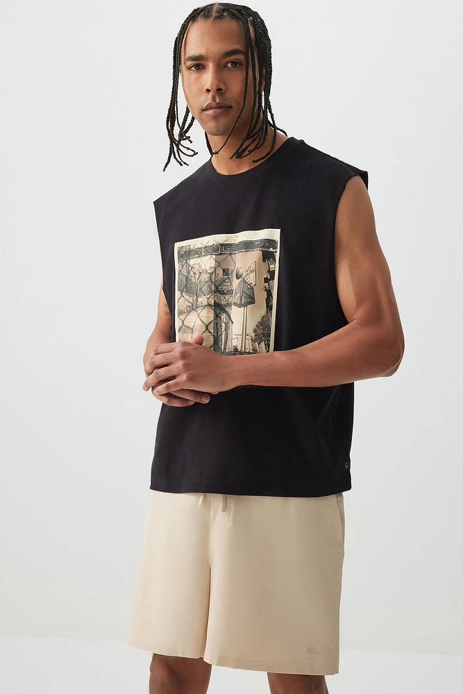 Ardene Man Graphic Muscle Tank Top For Men in Black | Size | Cotton/Elastane