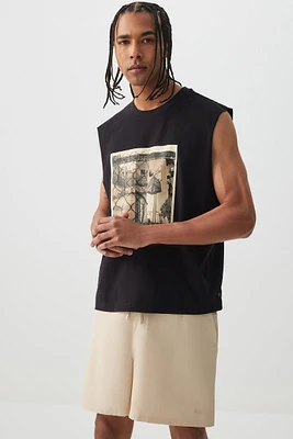 Ardene Man Graphic Muscle Tank Top For Men in Black | Size | Cotton/Elastane