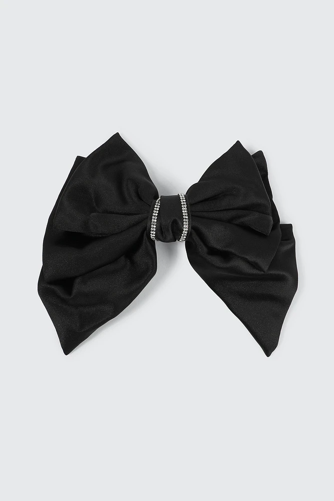 Ardene Rhinestone Hair Bow in Black