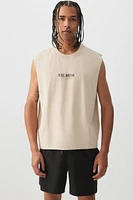 Ardene Man Graphic Muscle Tank Top For Men in Beige | Size | Cotton/Elastane