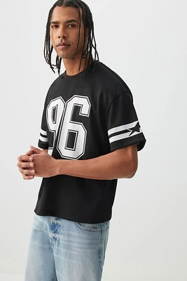 Ardene Man Mesh Crew Neck T-Shirt For Men in Black | Size Large | Polyester