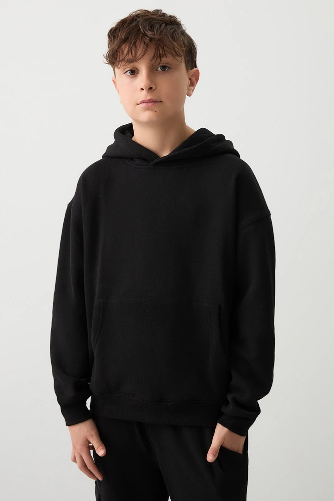 Ardene Kids Solid Hoodie in Black | Size | Polyester/Cotton | Fleece-Lined