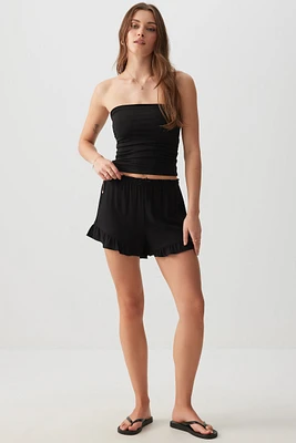 Ardene Ruffle Shorts in Black | Size | Rayon