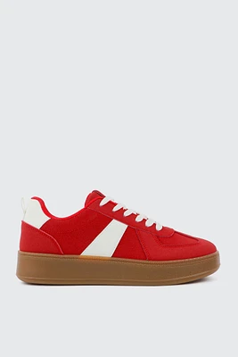 Ardene Retro Thick Sole Sneakers in Red | Size | Polyester