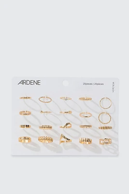 Ardene 20-Pack Assorted Rings in Gold | Size