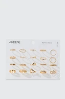 Ardene 20-Pack Assorted Rings in Gold | Size