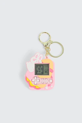 Ardene Bunny Game Keychain in Light Pink