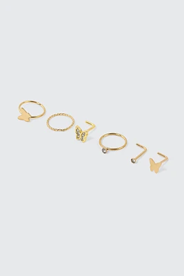 Ardene 6-Pack 18K Gold Plated Butterfly Nose Piercings