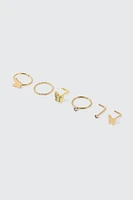 Ardene 6-Pack 18K Gold Plated Butterfly Nose Piercings