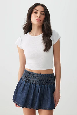 Ardene Basic Ultra Crop Crew Neck T-shirt in White | Size | Cotton/Elastane/Viscose | Eco-Conscious