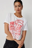 Ardene Cherry Coke Boxy T-shirt in White | Size Medium