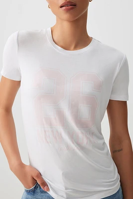 Ardene Fitted Graphic T-Shirt in | Size | Rayon/Spandex