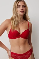 Ardene Lace Push Up Bra in Red | Size Large | Nylon/Elastane