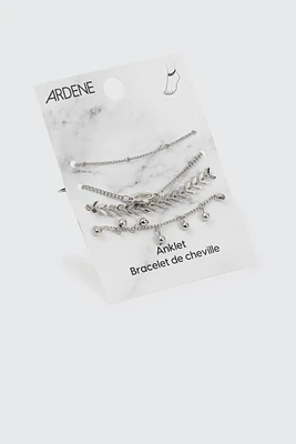 Ardene 4-Pack Mixed Anklets in Silver
