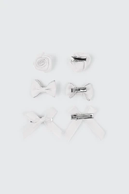 Ardene Kids 6-Pack Hair Bows & Rosettes in White