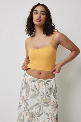 Ardene Basic Ultra Crop Lace Strap Tank Top in | Size | Nylon/Elastane | Eco-Conscious