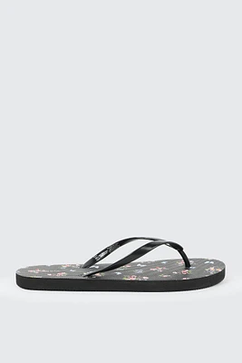 Ardene Printed Flip-Flops Sandals in Black | Size | Eco-Conscious