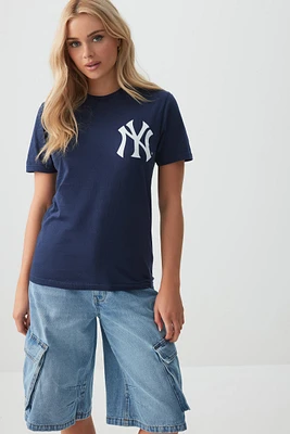 Ardene New York Yankees T-Shirt in Dark Blue | Size Large | 100% Cotton