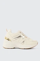 Ardene Chunky Sneakers with Gold Accents in Beige | Size | Faux Leather
