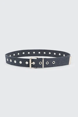 Ardene Canvas Eyelet Belt in Dark Blue | Size | Polyester