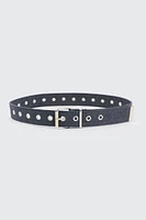 Ardene Canvas Eyelet Belt in Dark Blue | Size | Polyester